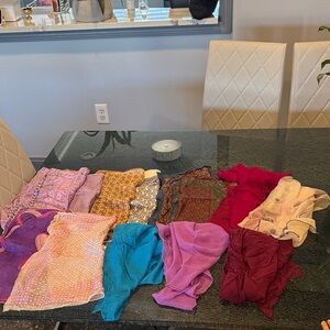 Colorful Assorted scarves/Fabric Pieces 13 pieces